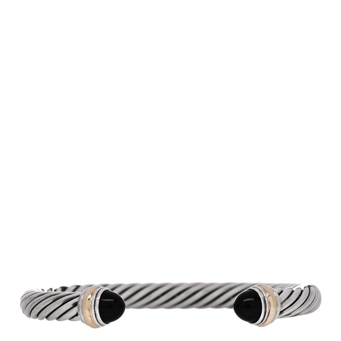 David Yurman Sterling Silver 14K Yellow: David Yurman Sterling Silver 14K Yellow Gold Black Onyx 7mm Cable Classics Bracelet Brand: DAVID YURMAN Condition: Shows Wear Condition Details: Hardware: Scratch(es), , Due to grading limitations imp