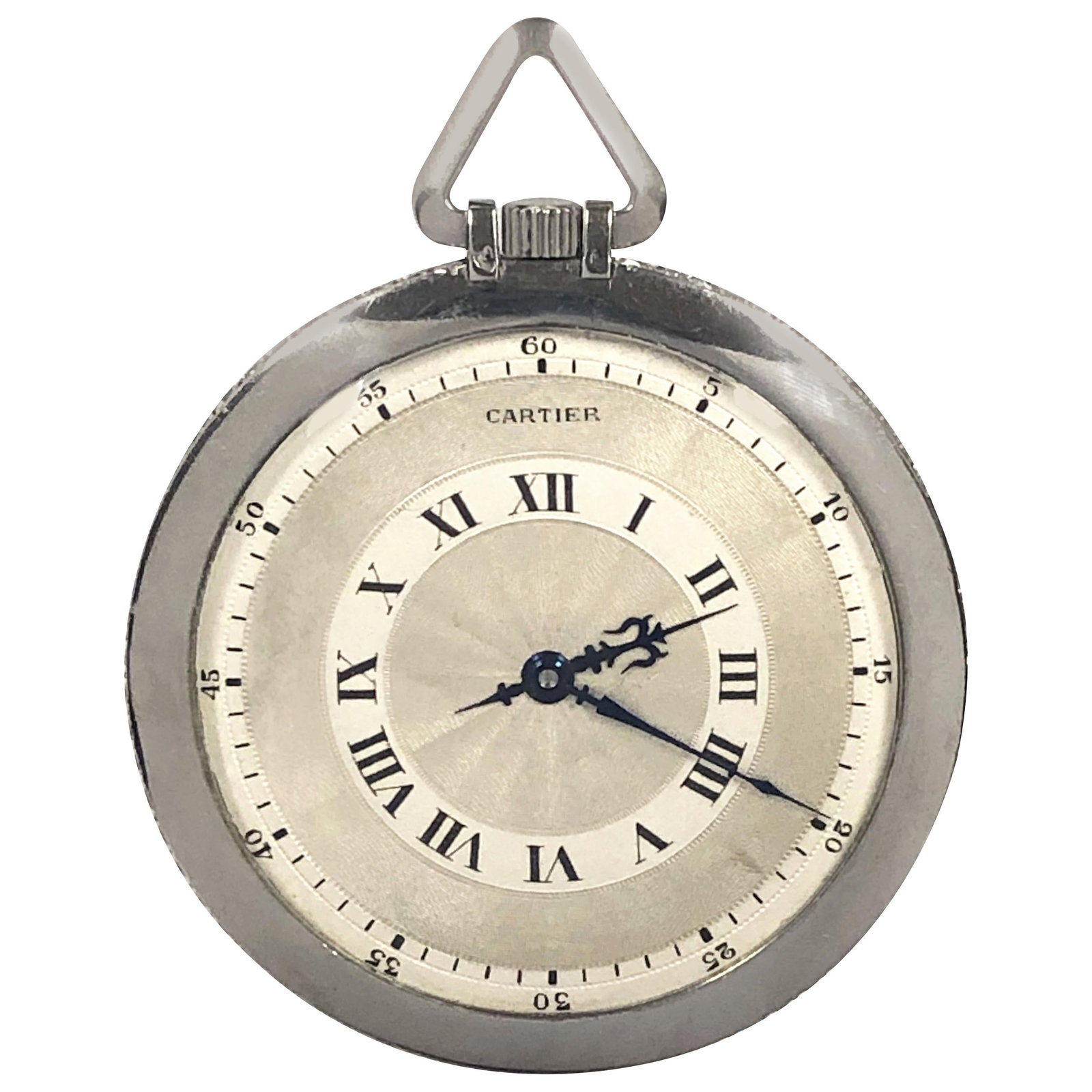 Cartier 1920s Platinum and Diamond EWC: Cartier 1920s Platinum and Diamond EWC Pocket Watch Brand: Cartier Case Material: Platinum Stone: Diamond Style: Art Deco Place of Origin: Switzerland Period: 1920-1929 Date of Manufactur