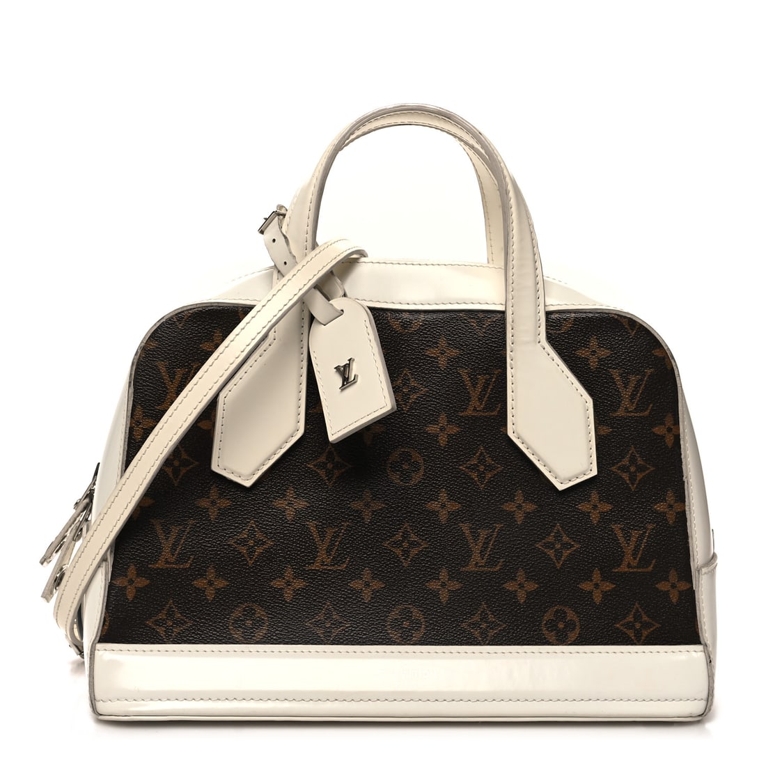 Louis Vuitton LOUIS VUITTON Monogram Dora: Louis Vuitton LOUIS VUITTON Monogram Dora PM White Brand: LOUIS VUITTON Condition: Shows Wear Condition Details: Exterior: Corner wear, structure wear, edge wear, marks, Handle: Edge wear, creases, we