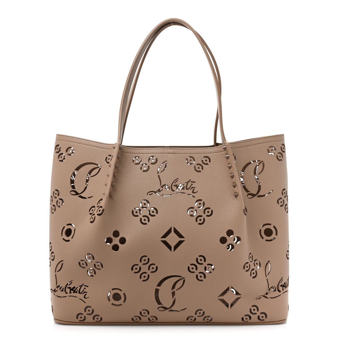 Christian Louboutin Calfskin Perforated Loubinthesky Large: Christian Louboutin Calfskin Perforated Loubinthesky Large Cabarock Spikes Tote Roca Brand: CHRISTIAN LOUBOUTIN Condition: Excellent Condition Details: Exterior: Scuffs, marks, Handle: Structure wear,
