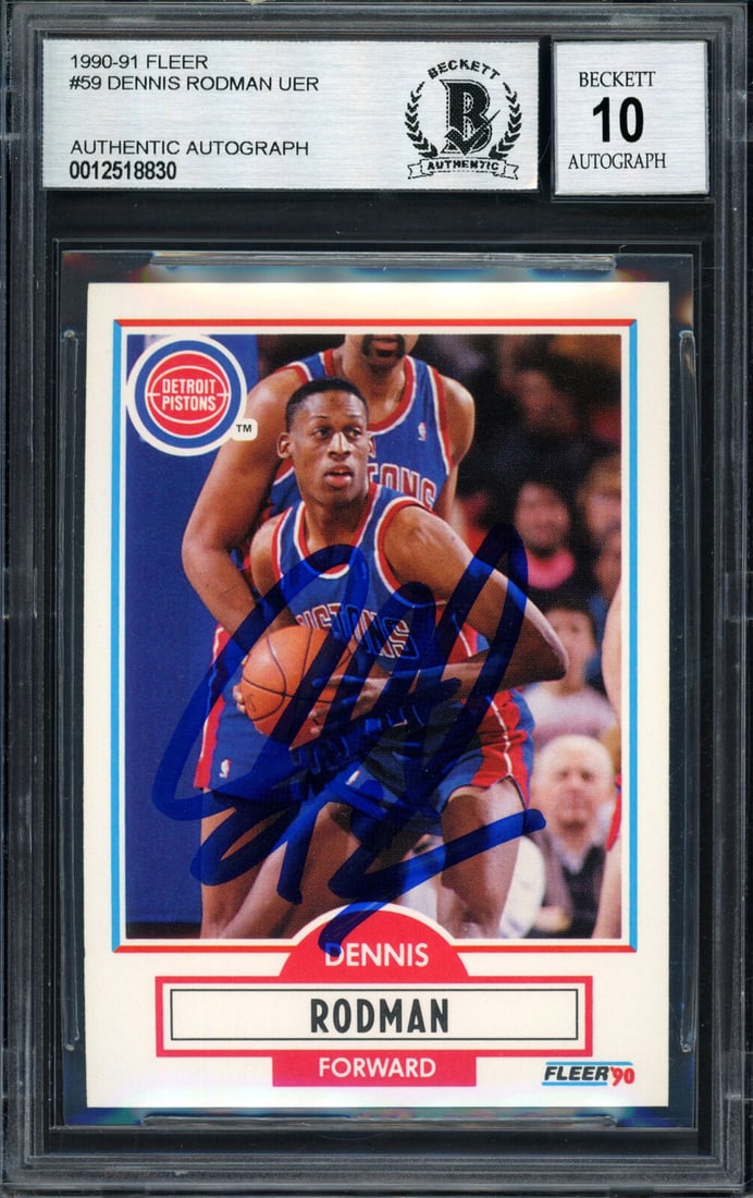 DENNIS RODMAN AUTOGRAPHED 1990-91 FLEER CARD: DENNIS RODMAN AUTOGRAPHED 1990-91 FLEER CARD PISTONS GEM 10 AUTO BECKETT 184726 DENNIS RODMAN AUTOGRAPHED 1990-91 FLEER CARD PISTONS GEM 10 AUTO BECKETT 184726 SKU no: RBJ7351149920344