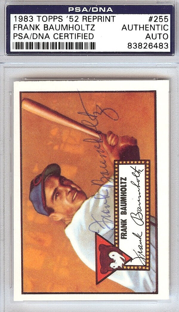 Frank Baumholtz Autographed 1952 Topps Reprint: Frank Baumholtz Autographed 1952 Topps Reprint Card #225 Cubs PSA/DNA #83826483 Frank Baumholtz Autographed 1952 Topps Reprint Card #225 Cubs PSA/DNA #83826483 SKU no: RBJ7263965151320