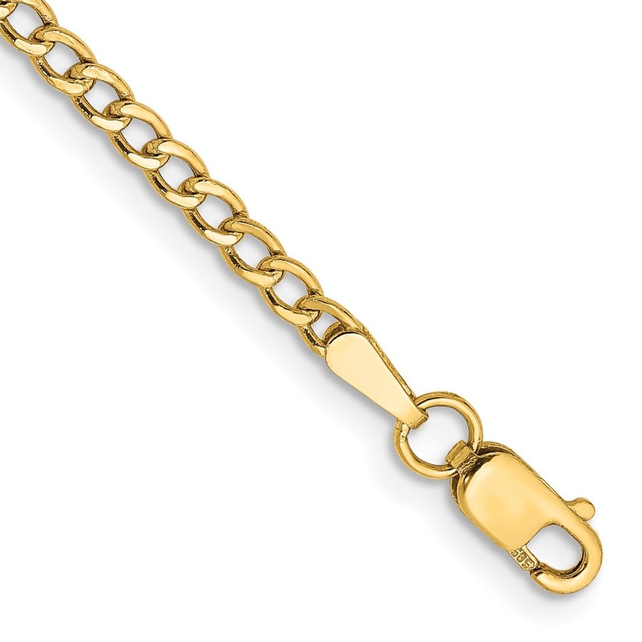 14K Yellow Gold 2.5mm Semi-Solid Curb: 14K Yellow Gold 2.5mm Semi-Solid Curb Link Chain - 8 in. SKU no: RBJ265501 Metal: Gold Purity: 14K Chain Length: 8 Chain Width: 2.5