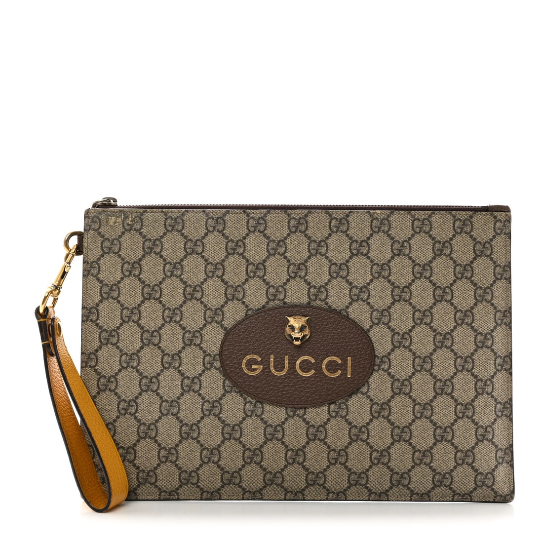 Gucci GG Supreme Monogram Neo Vintage: Gucci GG Supreme Monogram Neo Vintage Zip Wristlet Pouch Beige New Acero Crop Brand: GUCCI Condition: Excellent Condition Details: Interior: Discoloration, marks, Exterior: Faint scuffs, , Strap Lengt