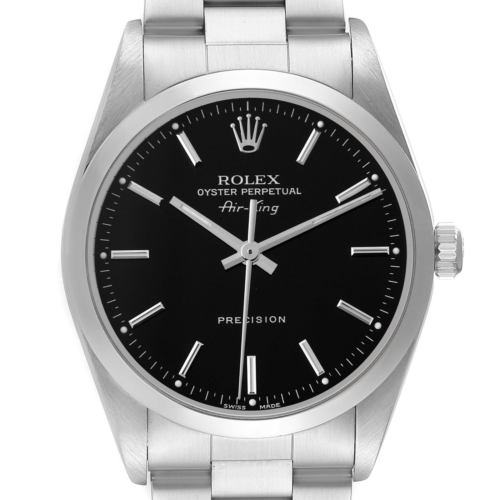 Rolex Air King Black Dial Smooth: Rolex Air King Black Dial Smooth Bezel Steel Mens Watch 14000 SKU no: RBJ66252 Brand: Rolex Model Name: Rolex Air King Black Dial Smooth Bezel Steel Mens Watch 14000 Model Number: 14000M Year: 2003 -