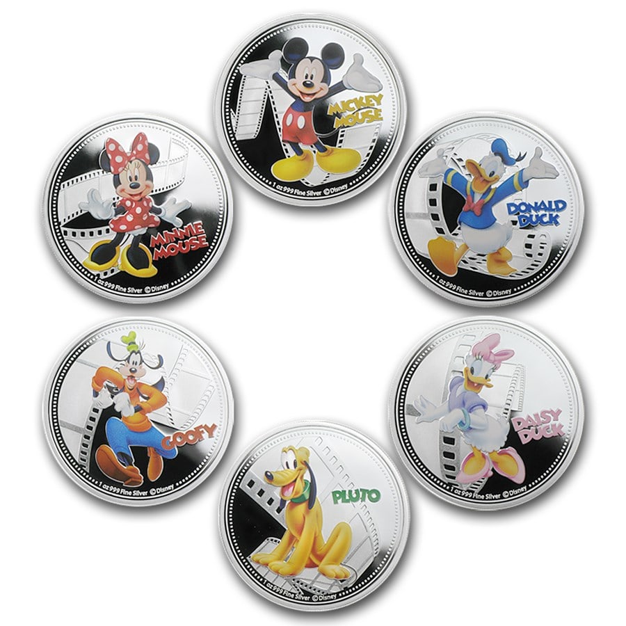 2014 Niue 6-Coin Silver $2 Disney: 2014 Niue 6-Coin Silver $2 Disney Mickey & Friends Set SKU no: RBJ84956 Year: 2014 Grade: Brilliant Unc Grade Service: None Denomination: 1 Dollar Mint Mark: Not Shown Metal Content: 6 tr