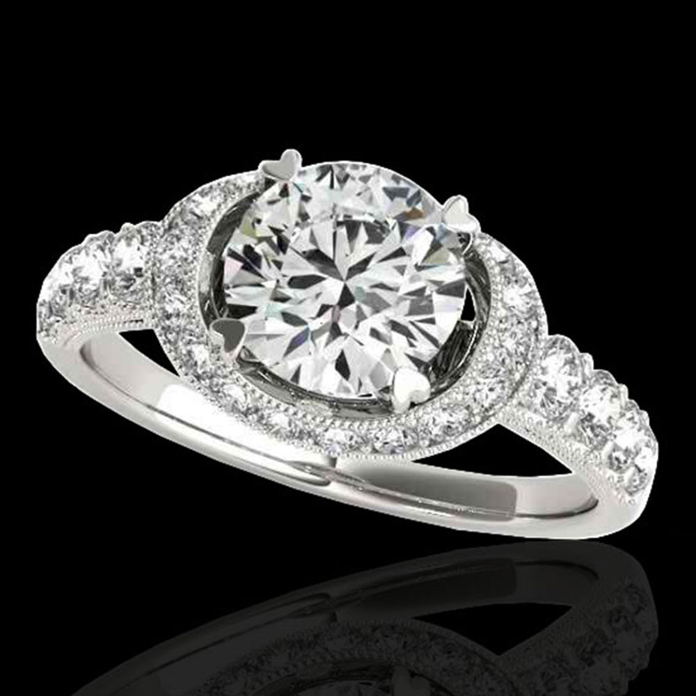 1.75 ctw Certified Diamond Solitaire Halo Ring 10k White Gold: 1.75 ctw Certified Diamond Solitaire Halo Ring 10k White Gold Item: Diamond Wedding Ring Total Gem weight: 1.75 carats Metal: Solid 10k White Gold Gold Product Weight: Approx. 5.3 grams Jewelry N