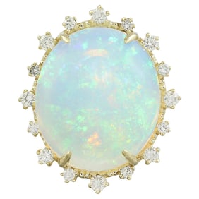 Opal Diamond Ring 14K Yellow Gold