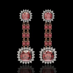 18.38 ctw Tourmaline & Diamond Earrings 14K Rose Gold