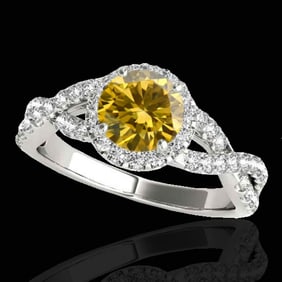 1.54 ctw Certified SI/I Fancy Intense Yellow Diamond Ring 10k White Gold