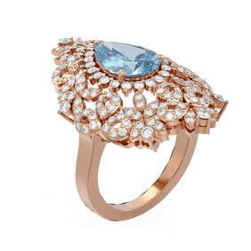 4.67 ctw Blue Topaz & Diamond Ring 18K Rose Gold
