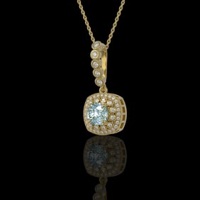 2.25 ctw Aquamarine & Diamond Victorian Necklace 14K Yellow Gold