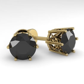 4.0 ctw Black Certified Diamond Stud Earrings 18k Yellow Gold