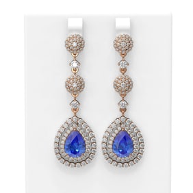 10.87 ctw Tanzanite & Diamond Earrings 18K Rose Gold