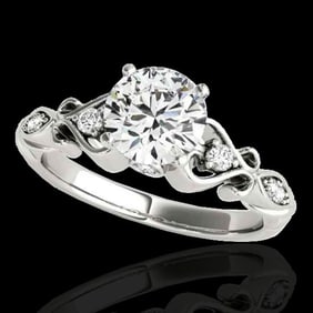 1.15 ctw Certified Diamond Solitaire Antique Ring 10k White Gold