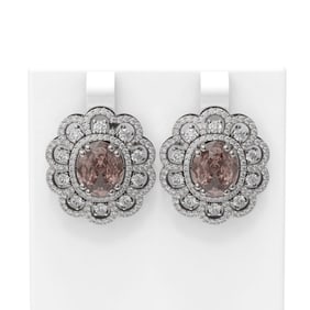 11.61 ctw Morganite & Diamond Earrings 18K White Gold