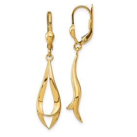 14K Polished Leverback Earrings - 40.5