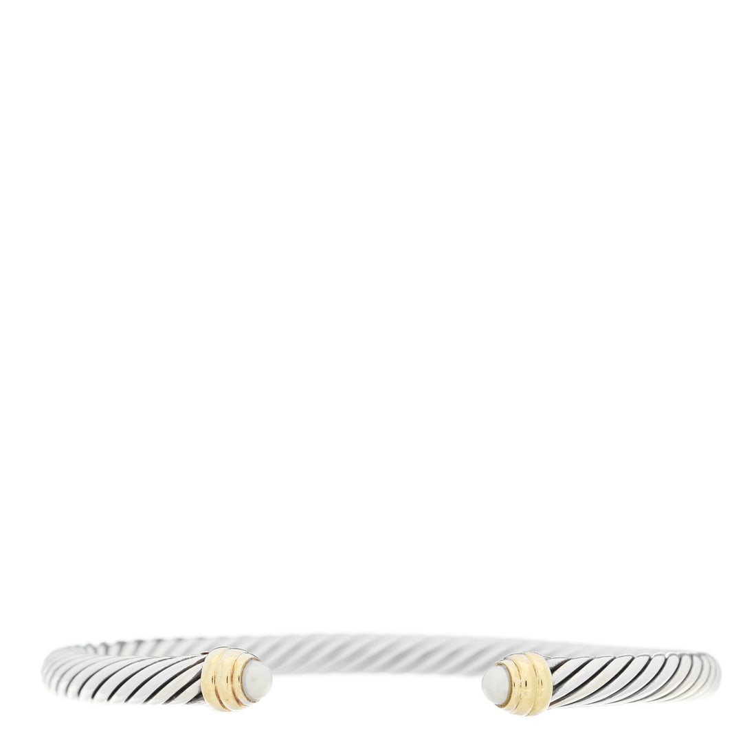 David Yurman Sterling Silver 14K Yellow: David Yurman Sterling Silver 14K Yellow Gold Pearl 4mm Cable Kids Birthstone Bracelet This is an authentic DAVID YURMAN Sterling Silver 14K Yellow Gold Pearl 4mm Cable Kids Birthstone Bracelet. The br