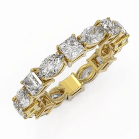 4.16 ctw Princess Cut Diamond Eternity Ring 18K Yellow Gold