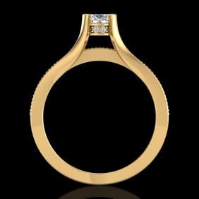 1.01 ctw Cushion Cut VS/SI Diamond Micro Pave Ring 18k Yellow Gold