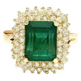 4.80 CTW Emerald 18K Yellow Gold Diamond Ring