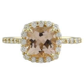 Morganite Diamond Ring 14K Yellow Gold