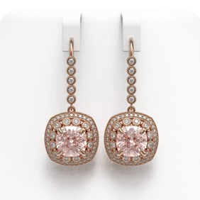 11.6 ctw Morganite & Diamond Victorian Earrings 14K Rose Gold