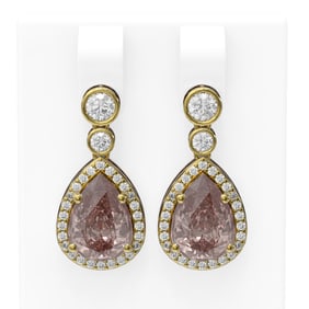 2.5 ctw Morganite & Diamond Earrings 18K Yellow Gold