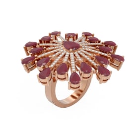 11.74 ctw Ruby & Diamond Ring 18K Rose Gold
