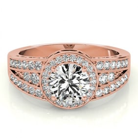 1.5 ctw Certified VS/SI Diamond Halo Ring 18k Rose Gold