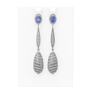 6.5 ctw Tanzanite & Diamond Earrings 18K White Gold