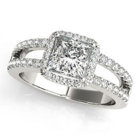 1.26 ctw Certified VS/SI Princess Diamond Halo Ring 18k White Gold