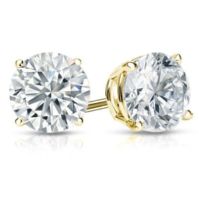 Natural 3.00 CTW Diamond Stud Earrings 18K Yellow Gold