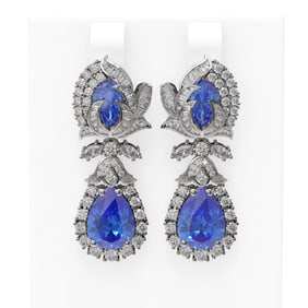 13.11 ctw Tanzanite & Diamond Earrings 18K White Gold