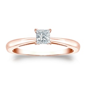 Natural 0.25 CTW Diamond Solitaire Ring 18K Rose Gold