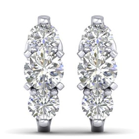 2 ctw Certified VS/SI Diamond 3 Stone Stud Earrings 14k White Gold