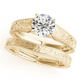 1 ctw Certified VS/SI Diamond Solitaire 2pc Wedding Set 14k Yellow Gold