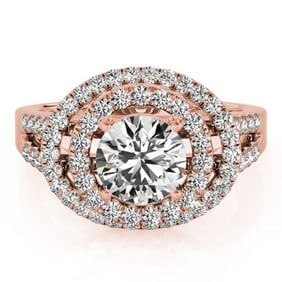 1.75 ctw Certified VS/SI Diamond Halo Ring 18k Rose Gold