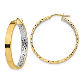 14K & White Rhodium Polished &