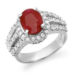 4.70 ctw Ruby & Diamond Ring 18k White Gold
