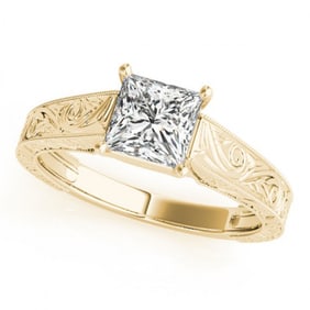 0.50 ctw Certified VS/SI Princess Diamond Ring 18k Yellow Gold