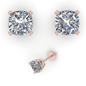 1.02 ctw Cushion VS/SI Diamond Stud Designer Earrings 14k Rose Gold