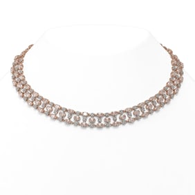 44.45 ctw Morganite & Diamond Necklace 10K Rose Gold