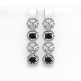 6.22 ctw Black & Diamond Micro Pave Earrings 18K White Gold