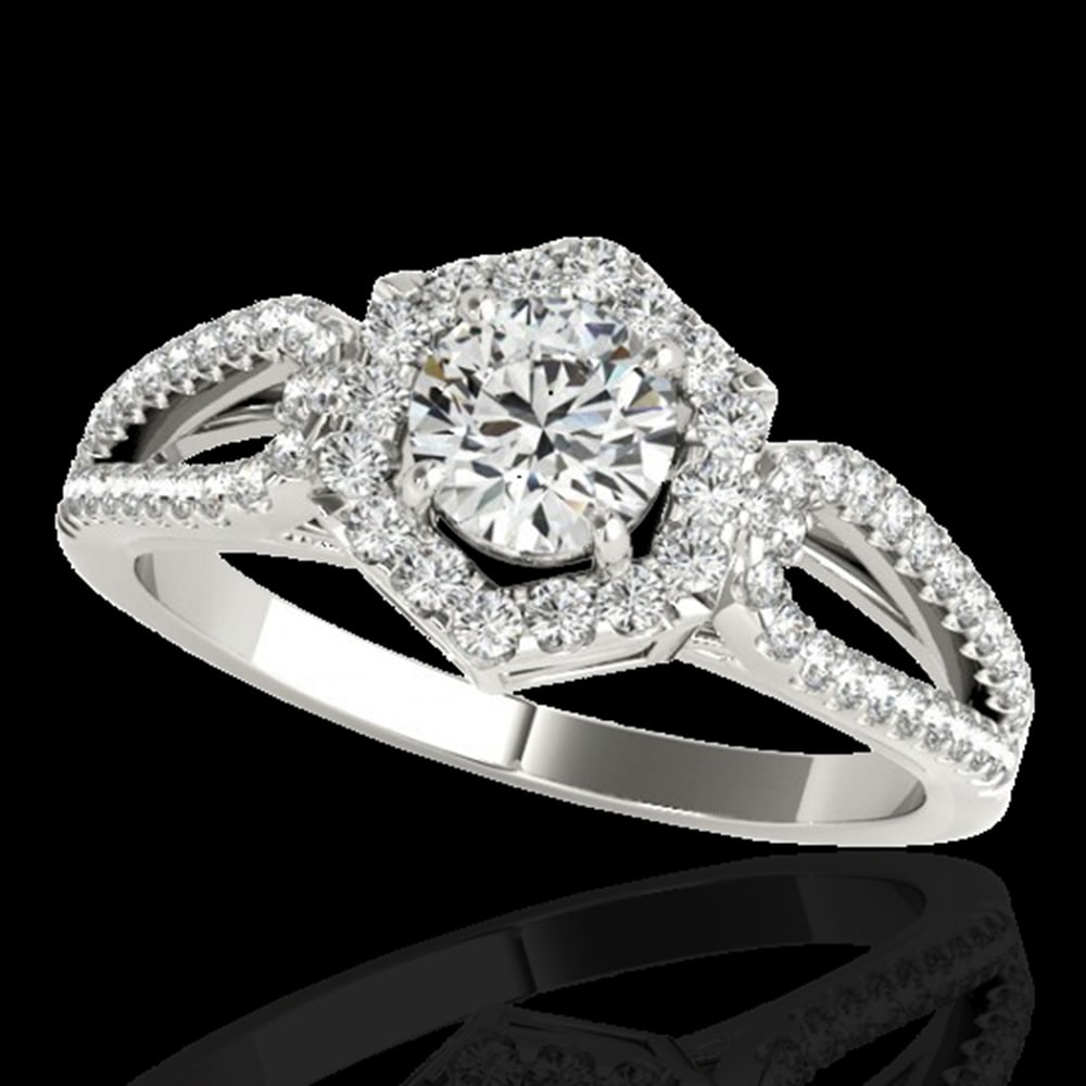 1.43 ctw Certified Diamond Solitaire Halo Ring 10k White Gold