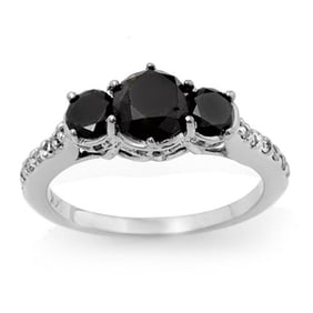 1.95 ctw VS Certified Black & White Diamond Ring 14k White Gold