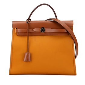 Authenticated Hermes Toile Herbag Zip 31