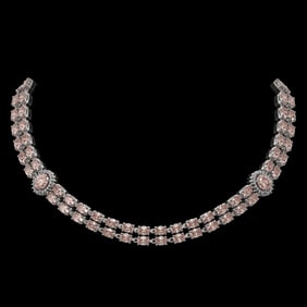 36.2 ctw Morganite & Diamond Necklace 14K White Gold