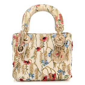 Christian Dior Calfskin Hibiscus Printed Embroidered