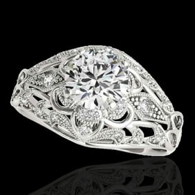 1.36 ctw Certified Diamond Solitaire Antique Ring 10k White Gold